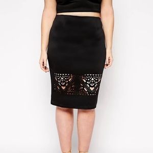 Club L Plus Size Pencil Skirt Cutwork Detail US 16